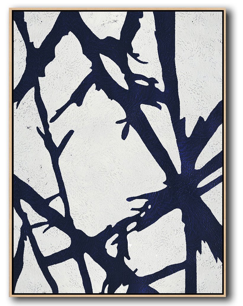 Buy Hand Painted Navy Blue Abstract Painting Online - Abstract Art Dark Huge